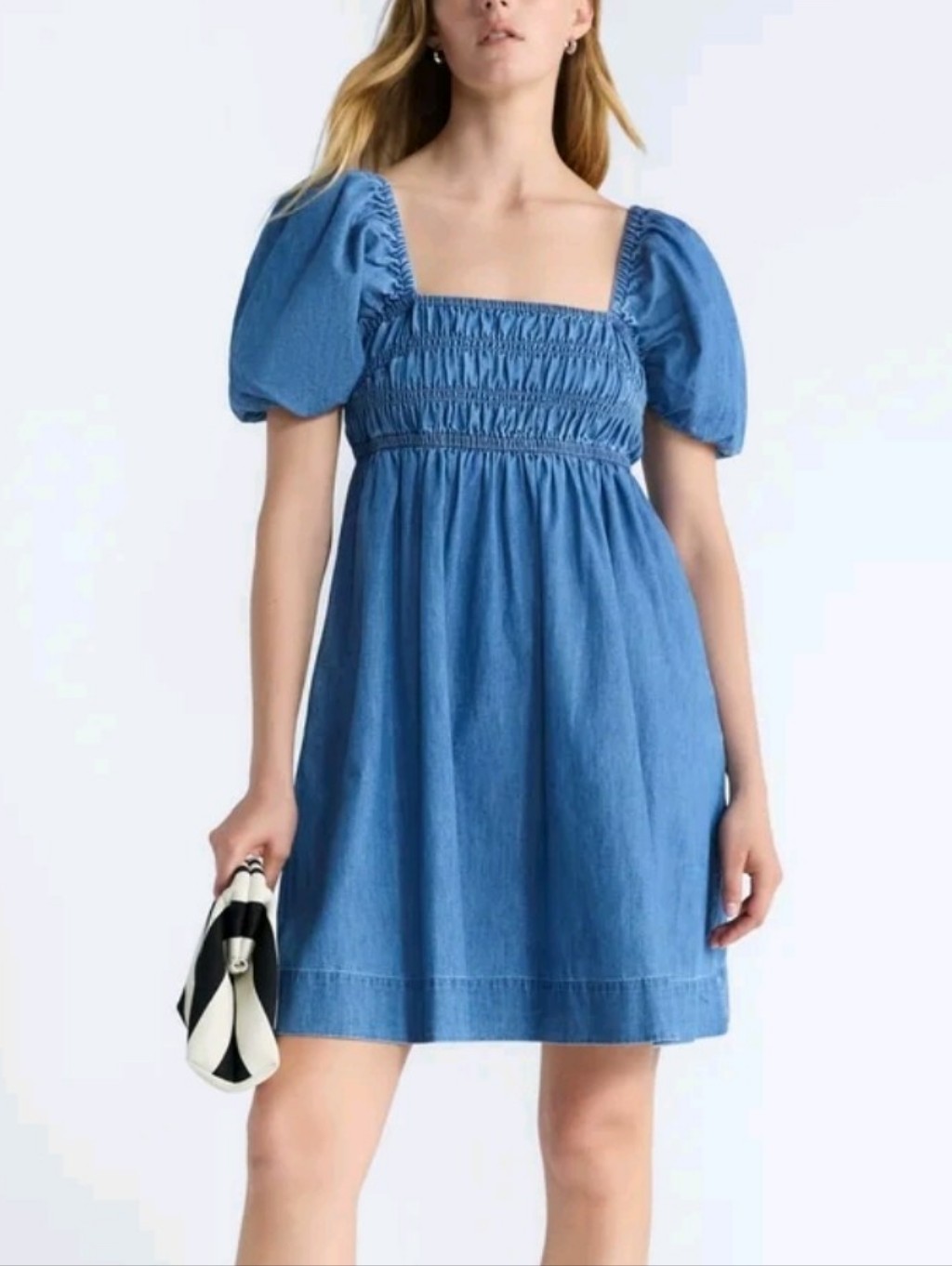 Free Assembly Plus Puff Sleeve Peasant Mini Dress Size Small Nwt